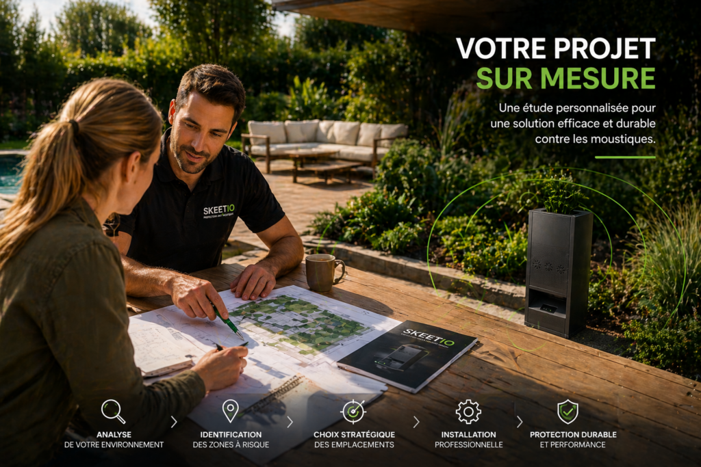 contact skeetio pour étude et installation de borne anti moustique sur mesure